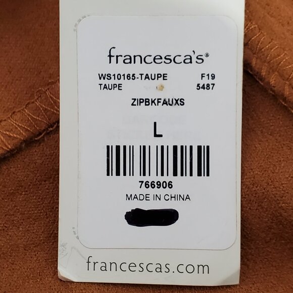 Francesca's Mi Ami Brown Soft Brushed Feel Faux Suede Skirt #WS10165 NEW Size L - Picture 11 of 12